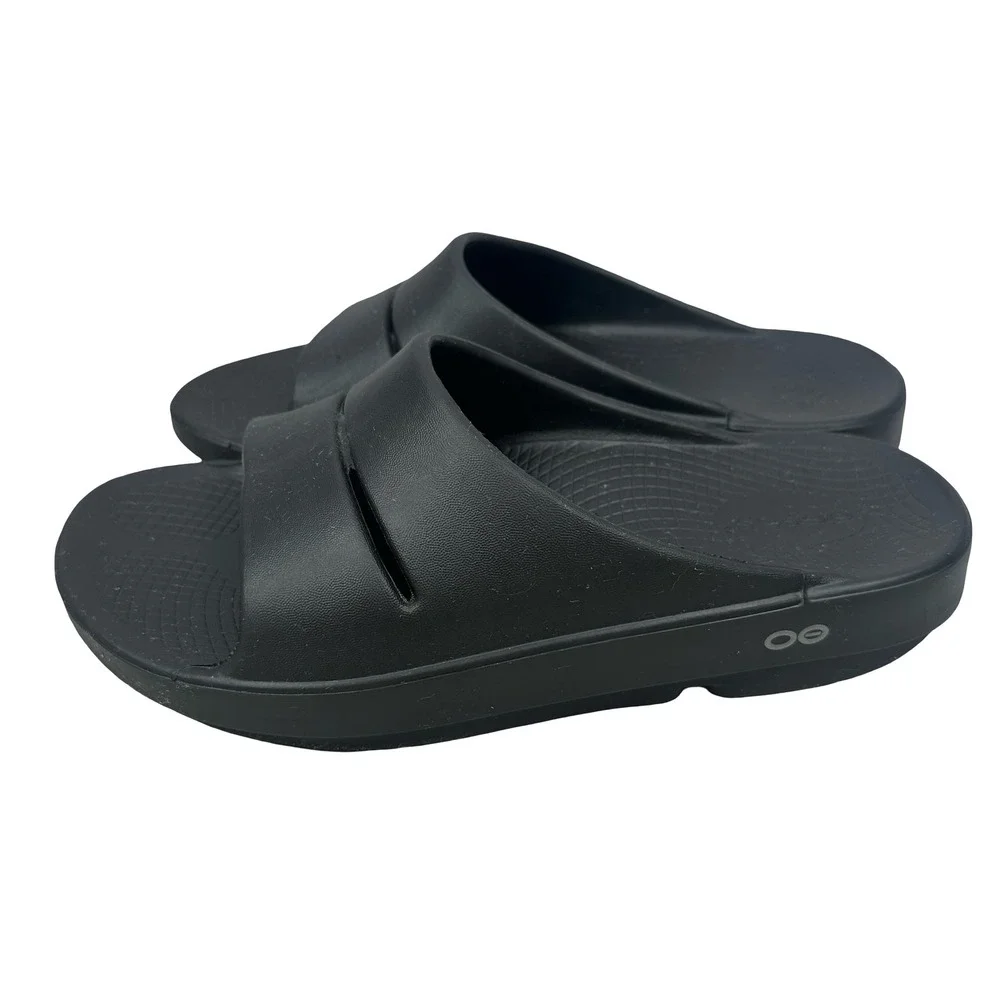 OOFOS OOahh Slide Sandal Black Mens 8 Womens 10 Recovery Footwear EU 41